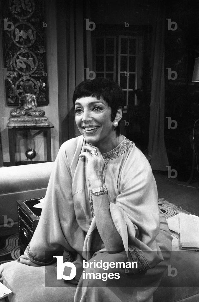 French Comedian Micheline Dax After Recording of Play Mascarin in Paris For A TV Programme, on December 2, 1972 (b/w photo)