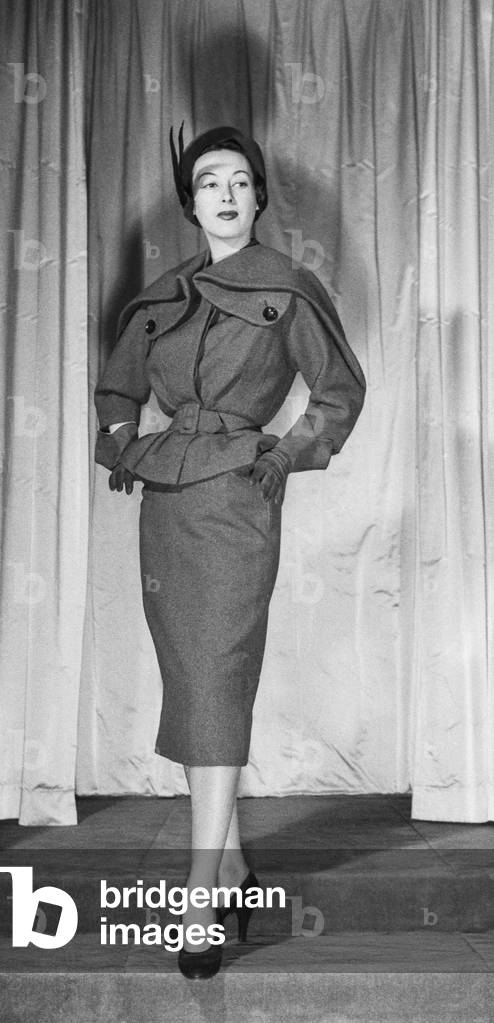 Fashion by Jean Desses, Paris, February 22, 1950 (b/w photo)