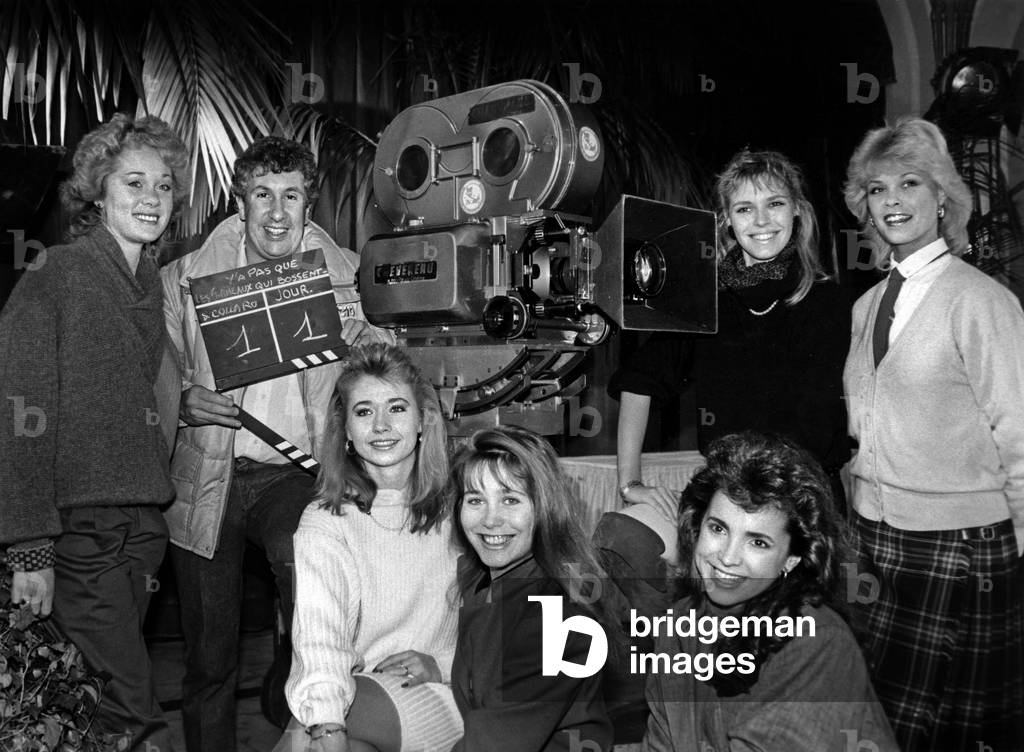 Stephane Collaro Attends Her Coco-Girls Gives At The Pavilion Dauphine Au Bois De Boulogne The First “Tour De Crank” Of Her First Feature Film titled “Ya Pas Quas Les Cameaux Qui Bossent” November 28, 1985 (b/w photo)