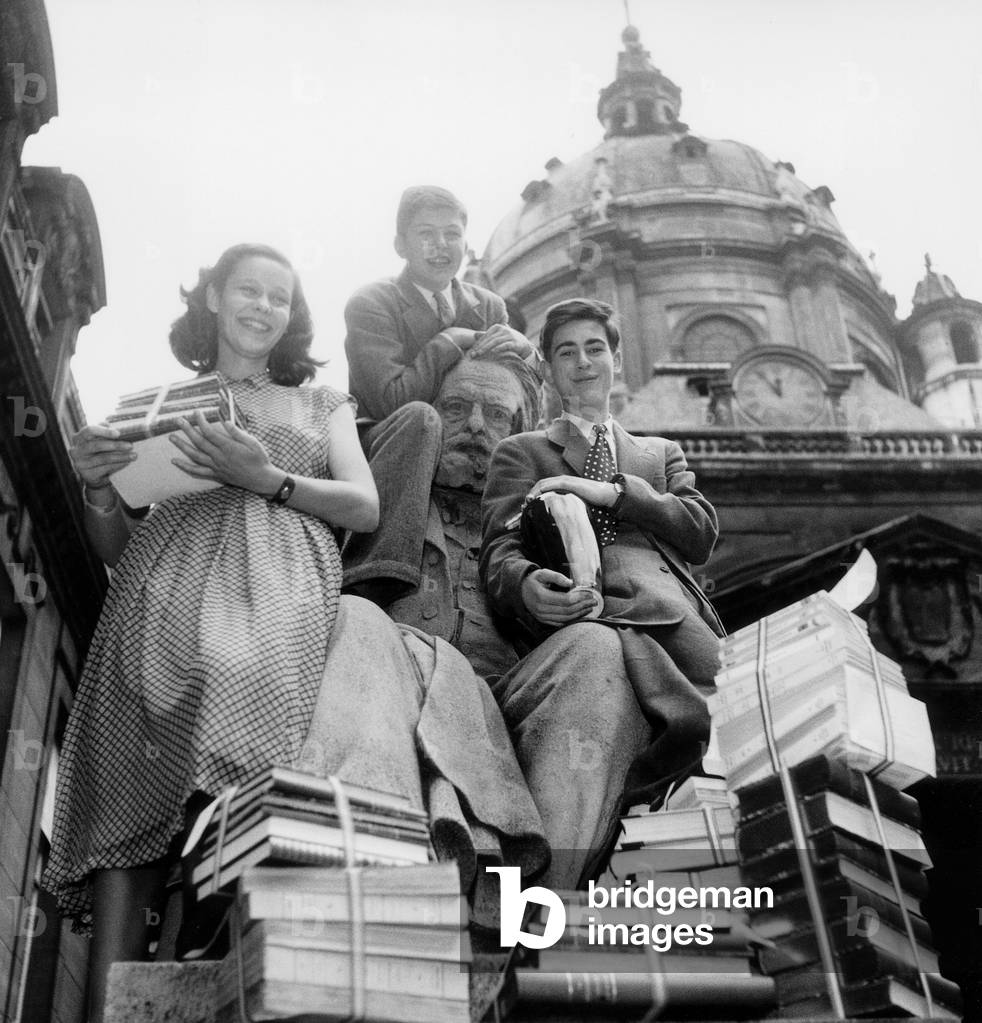 Giving of Prize To Prizewinners of Prestigious Competitive Examination For Pupils in Top Forms of French Secondary Schools in Sorbonne in Paris July 10, 1951 (b/w photo)
