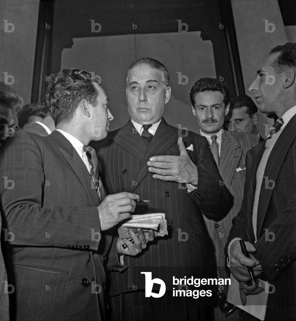 French ministerial crisis in 1949 : at the Elysee, in Paris, French politician Rene Mayer (b/w photo)