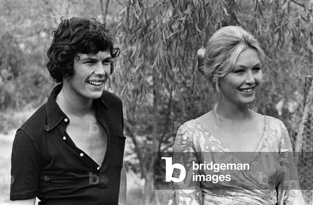 Marina Vlady and Renaud Verley on Set of Film Sapho By Georgefarrel on French Riviera on August 29, 1970 (b/w photo)