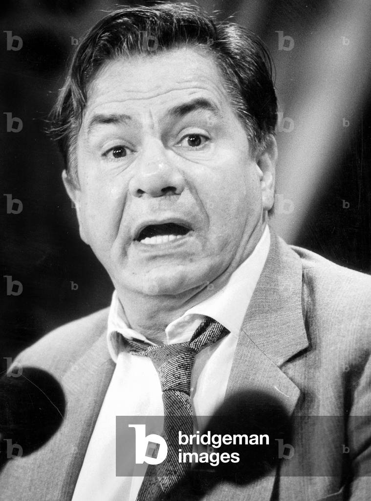 Actor Michel Galabru during Radioprogram September 02, 1985 (b/w photo)