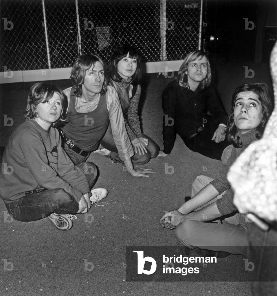B. Callaer Kasuko and Singer Dave during Rehearsal For Religious Play in Paris January 29, 1972 (b/w photo)