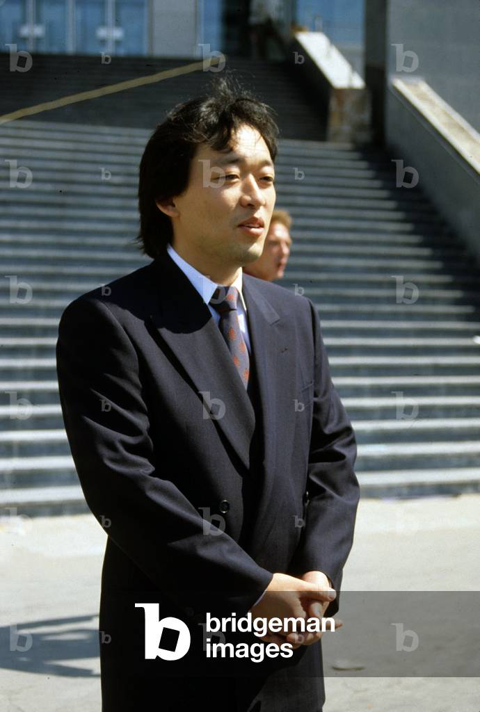 Myung Whun Chung, Pianist and Conductor From Korean Extraction, here on May 25, 1989 in Front of Bastille Opera House in Paris (photo)