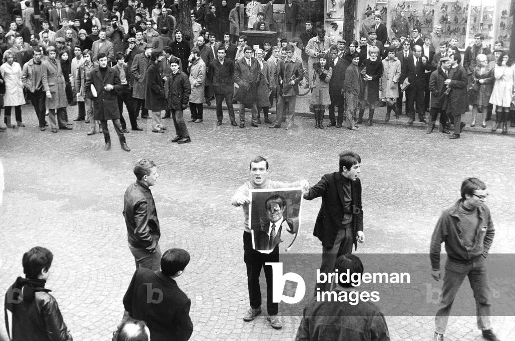Demonstration in Paris on The Call of Communist Party To Protest Against American President Nixon'S Visit in Paris and Protest Against War in Vietnam March 1, 1969 (b/w photo)