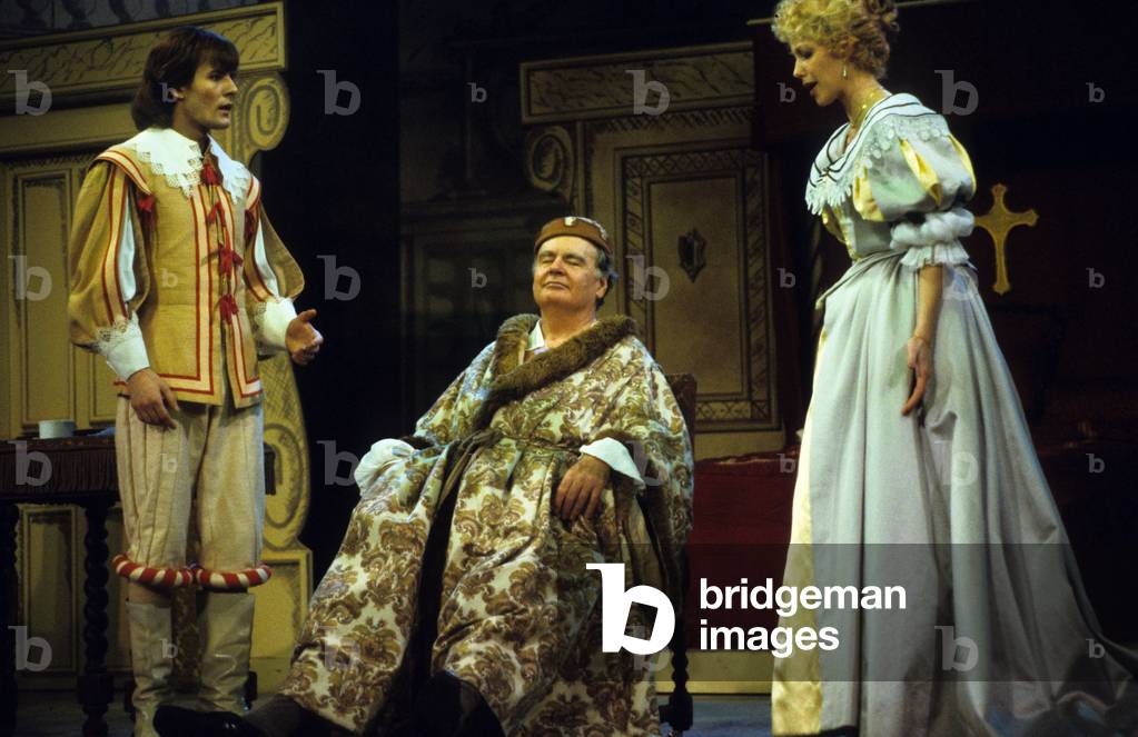 Bernard Belin (Cleante), Jean Le Poulain (Argan) With Vannick Le Poulain (Angelique) in Play Imaginary Invalid By Moliere in Paris, 1984 (photo)