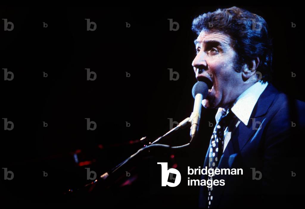Gilbert Becaud French Singer on Stage at The Olympia in Paris October 1980 (photo)