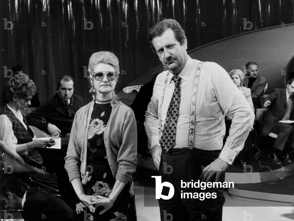 Pierre Bellemare and Jean during TV Programme January 8, 1972 (b/w photo)