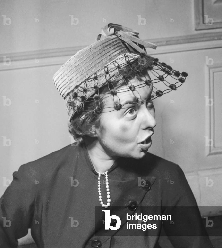 Hat by Le Monnier, Paris, July 17, 1951 (b/w photo)