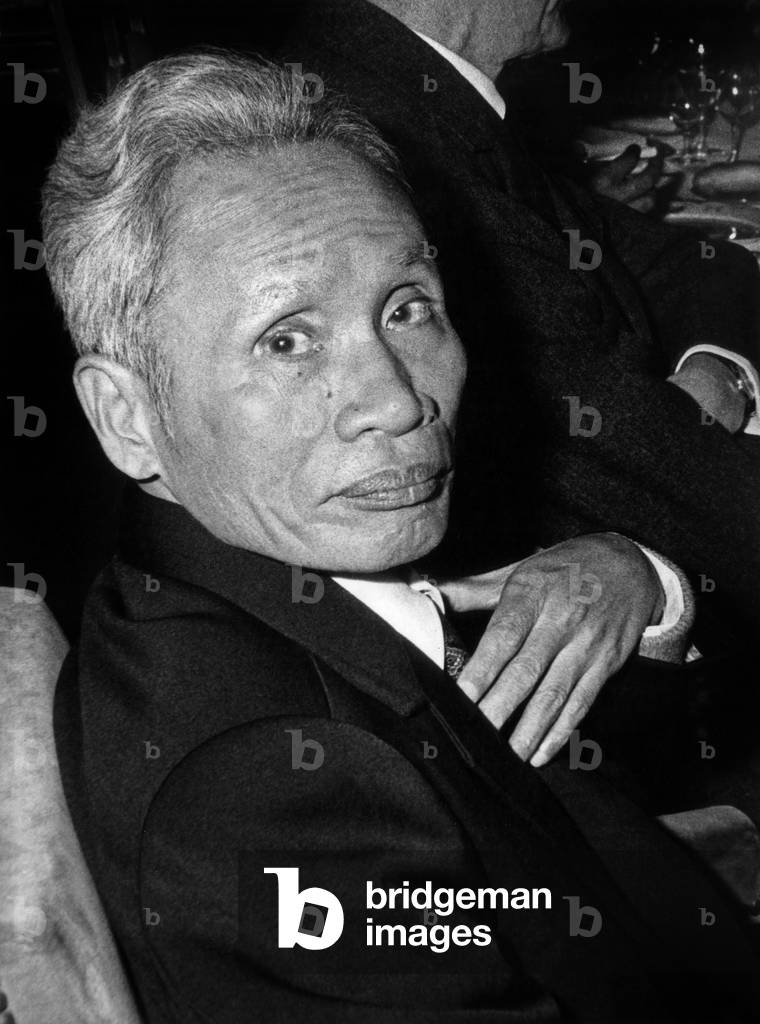 Chairman of The Council of Ministers Pham Van Dong Invited By The French Prime Minister at The Hotel Matignon, on April 25, 1977. Paris, France (b/w photo)