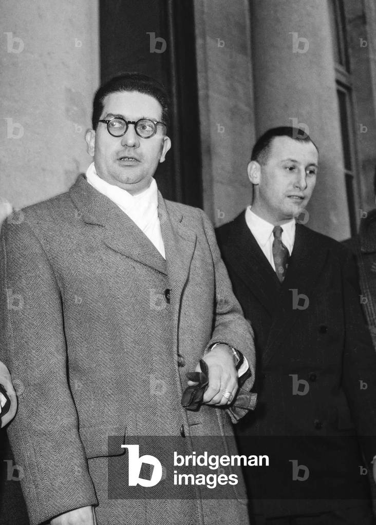 French Ministerial crisis, January 1952 : Jacques Soustelle, Elysee, Paris, January 9, 1952 (b/w photo)