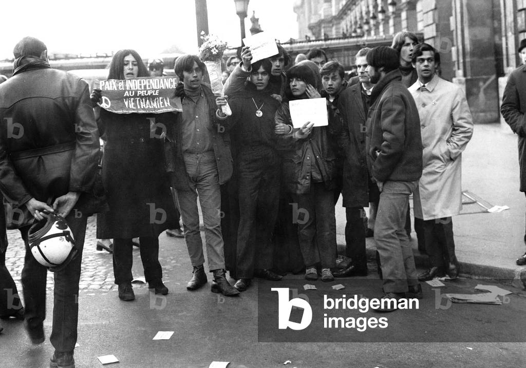 Demonstration in Paris Against American Vice President Hubert Humphrey'S Visit in Paris and To Protest Against War in Vietnam April 8, 1967 (b/w photo)