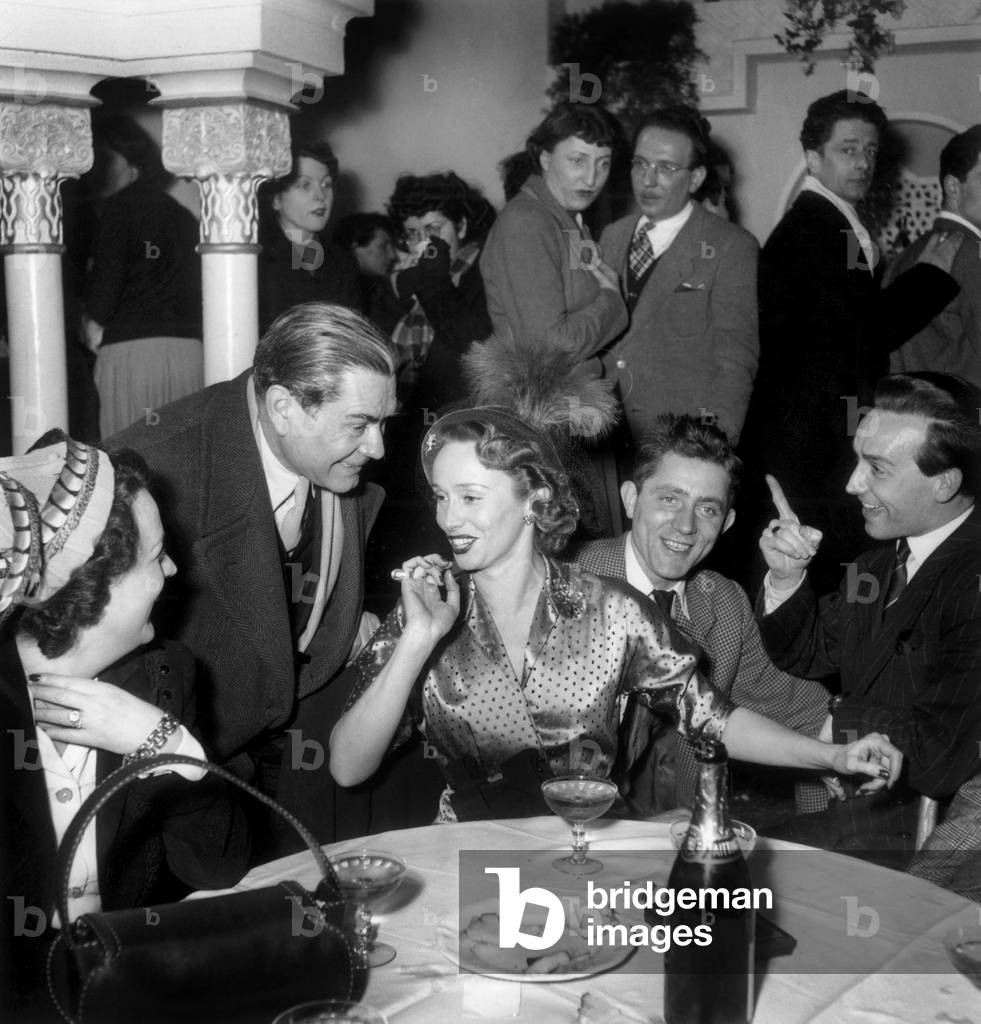 Henri Nassiet, Mila Parely, Bernard Lagarrige, Christian Bertola February 14, 1949 (b/w photo)