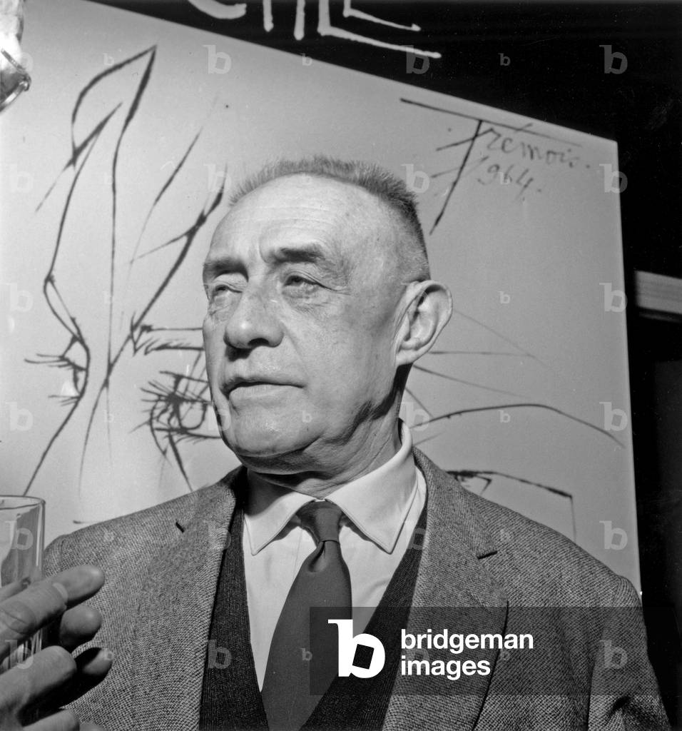 French Writer Henry De Montherlant during Press Conference About One of his Play January 15, 1965 (b/w photo)