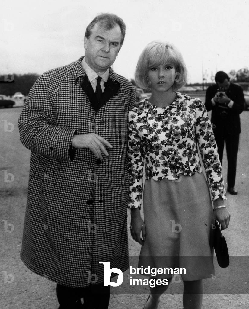 French Impresario Johnny Stark With Singer Sylvie Vartan May 5, 1964 (b/w photo)