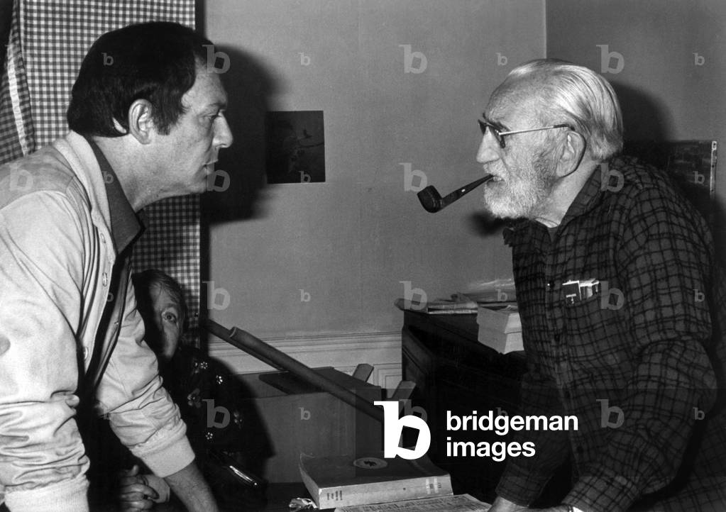 Maurice Ronet and Charles Vanel on Set of Film 