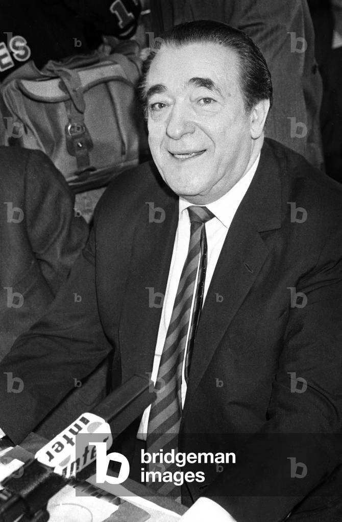 Robert Maxwell (1923-1991) on April 3, 1987 (b/w photo)