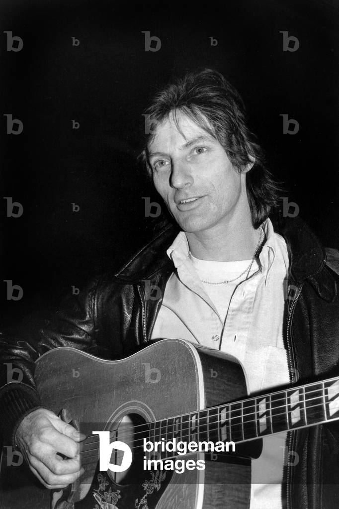 French Singer Hugues Aufray Playing Guitar February 13, 1973 at Cabaret 