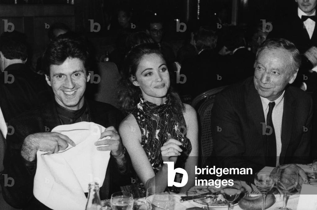 Daniel Auteui Emmanuelle Beart And Yves Montand, 1986 (b/w photo)