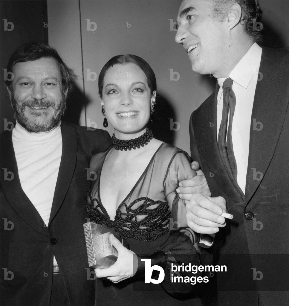 Singer Bobby Lapointe With Romy Schneider and Michel Piccoli at Premiere of Film 