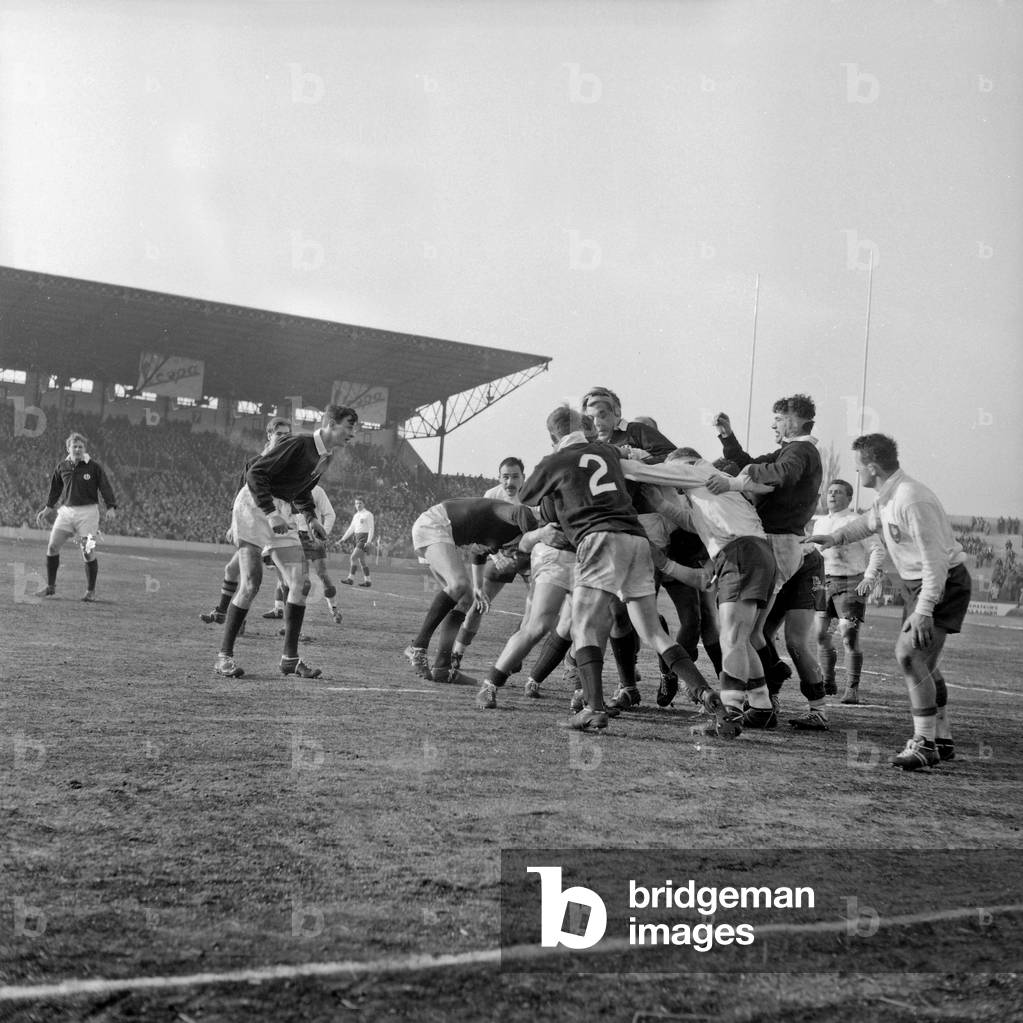 Rugby : Five Nations Tournament in Colombes (France) January 12, 1963 : Match Between France and Scotland (b/w photo)