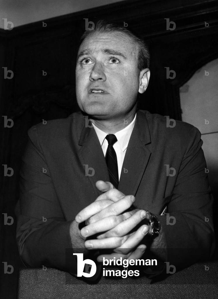 Mr Richard Cecil President of the League S Rules Commitee During His Press Conference At Hotel George V Exhibiting New Rating Adopted by Professional Football in the United States The National Soccer League It foresees, among other things, a new method of awarding points to Teams: 6 Points for Win, 3 For A Draw and Zero For Defeat March 22, 1967 (b/w photo)