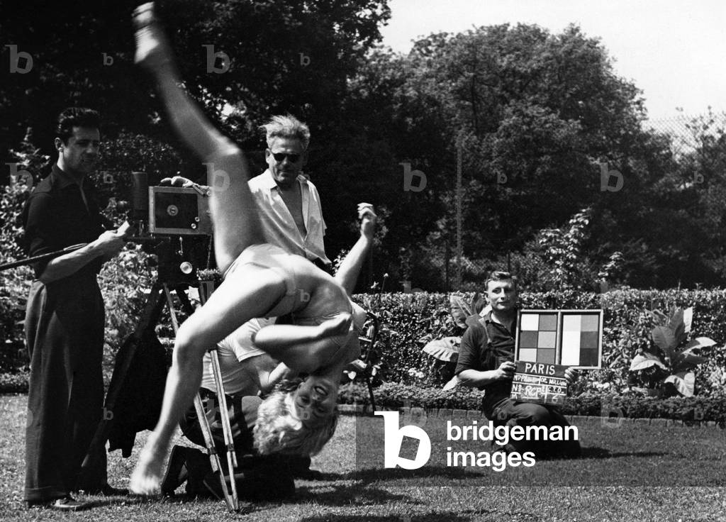 Helene Remy Dancing at The Racing Club De France, Bois De Boulogne, For The Documentary 'Champs-Elysees - Bois De Boulogne' Directed By Gilbert Prouteau, July 20, 1950 (b/w photo)
