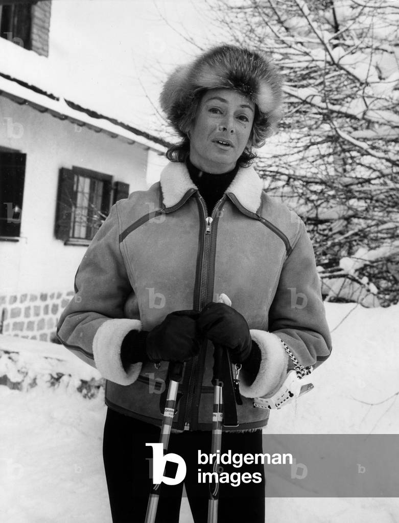 Marilla Caracciolo Agnelli, in St Moritz, 1971 (b/w photo)