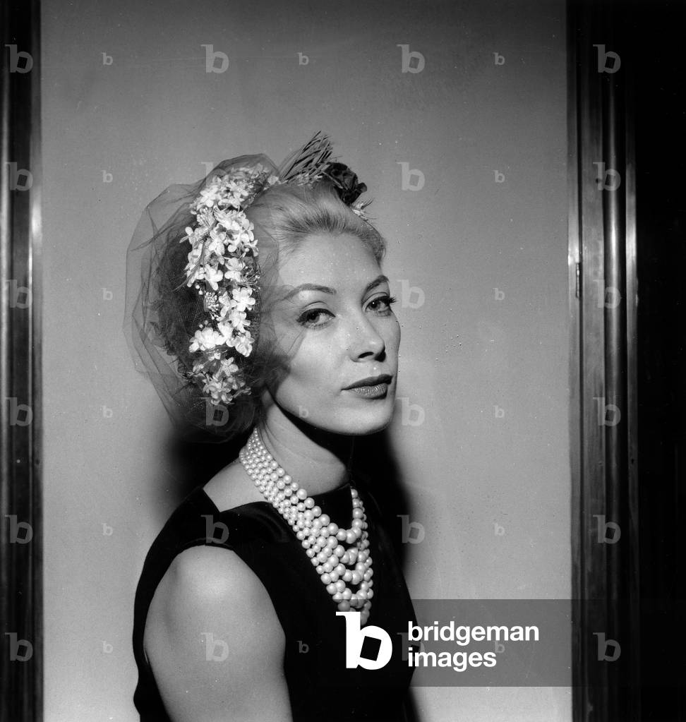 Jean Patou Modeles Hats On January 18, 1961 (b/w photo)