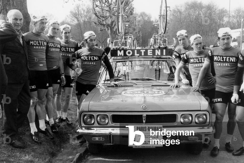 Paris Roubaix Cycling Race, France, April 18, 1971 (b/w photo)