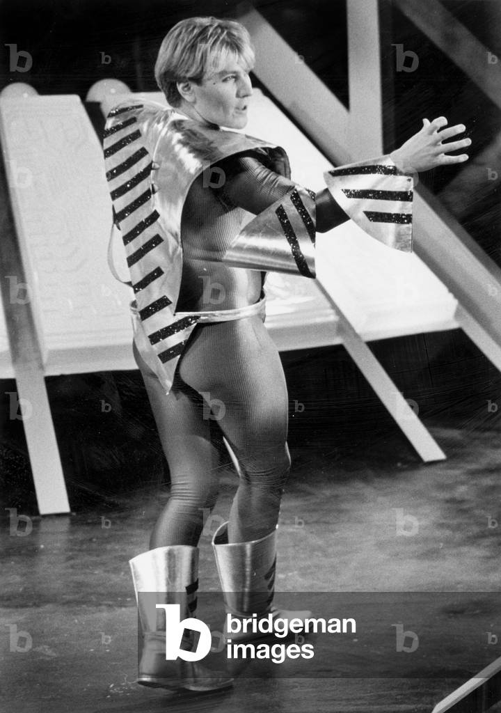 Singer Plastic Bertrand during TV Programme December 22, 1983 (b/w photo)