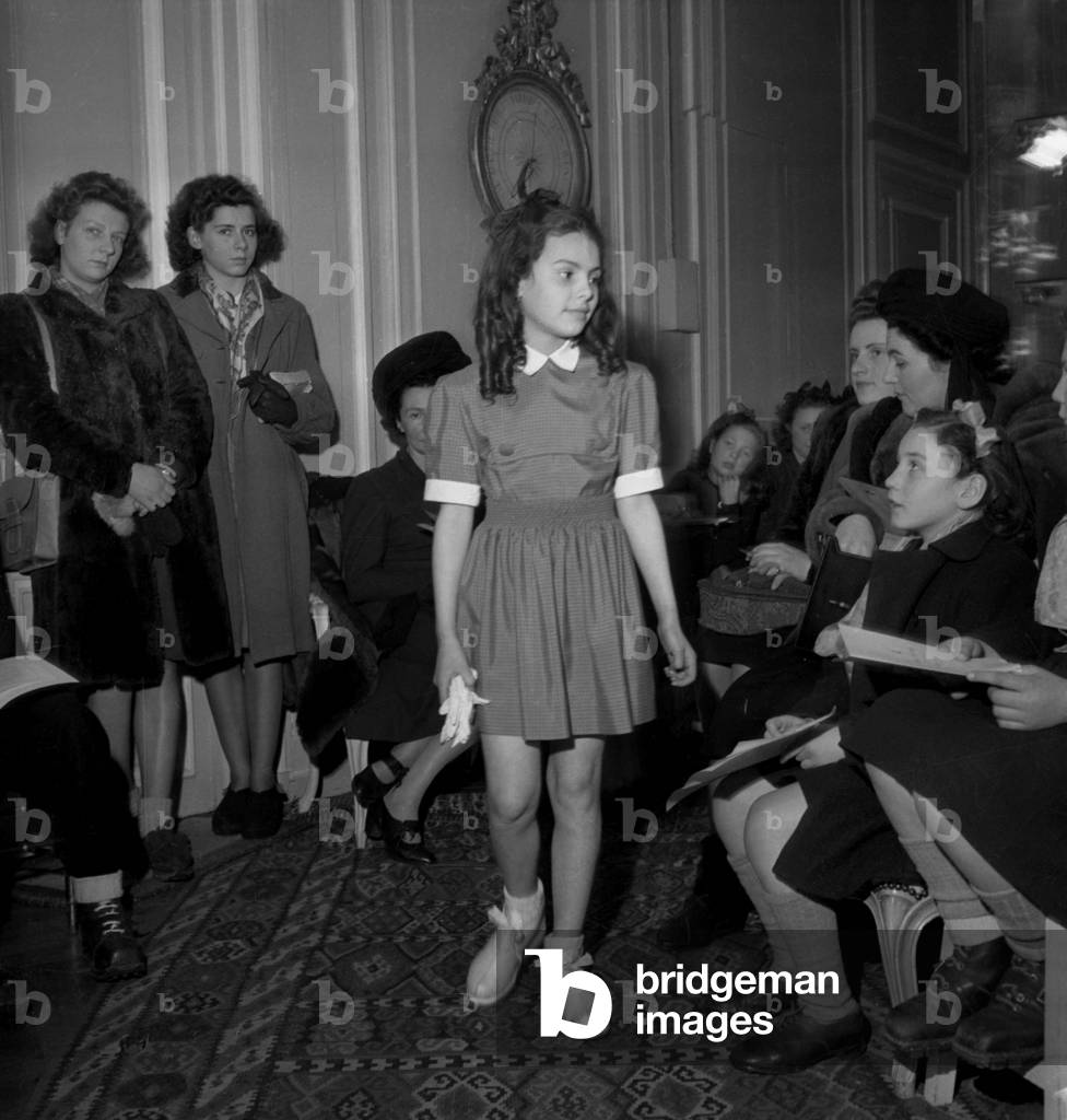 Children Fashion By Jane Sylvain on March 7, 1946 : Dress (b/w photo)