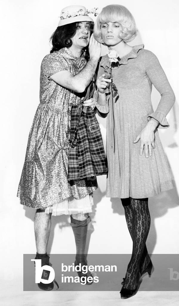Singer Frank Alamo and Actor Fernand Raynaud at Eddiebarclay'S Fancy Dress Ball December 09, 1964 (b/w photo)