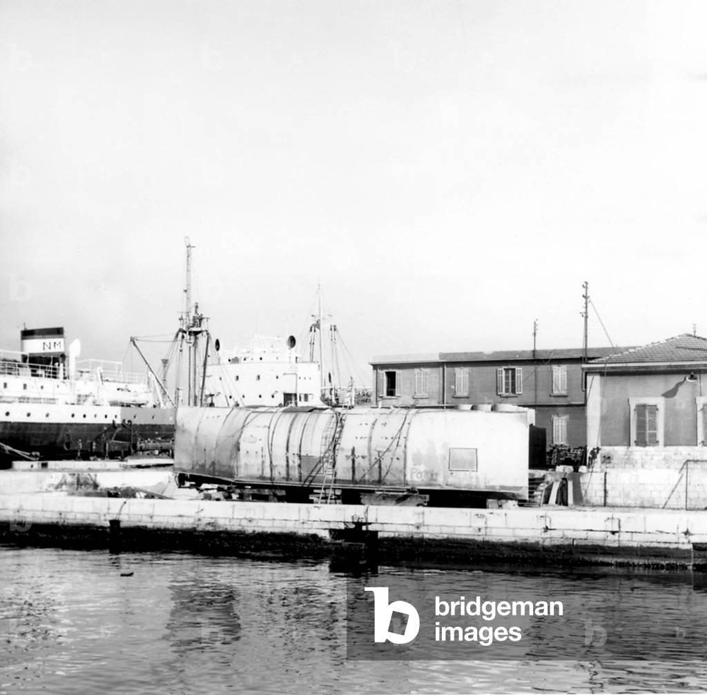 Building of A Bathyscaph in Marseille July 03, 1958 (b/w photo)