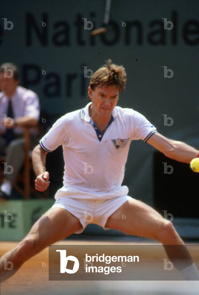 American Tennisman Jimmy Connors during Match at Roland Garros Tennis Tournament 1991 (photo)
