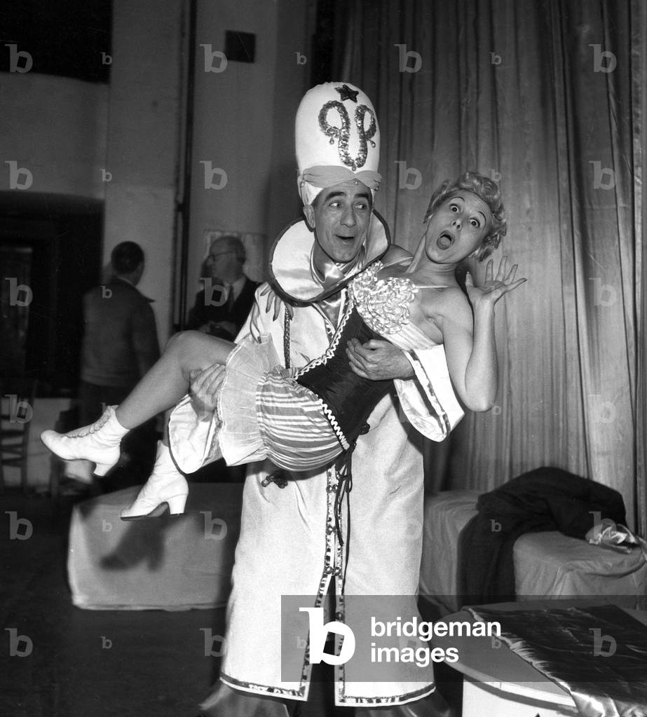 Felix Package And Irene Hilda Behind The Scene Of The Show 'The Whims Of Vishnu' March 11, 1952 (b/w photo)