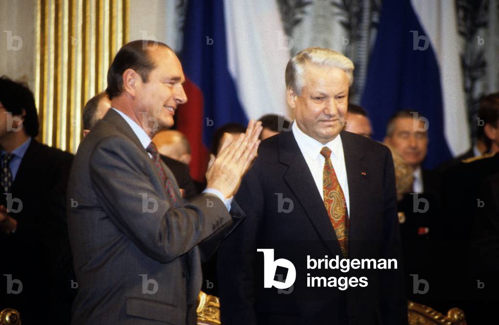 Jacques Chirac Leader of Rpr and Mayor of Paris With Russian President Boris Eltsine 1992 (photo)