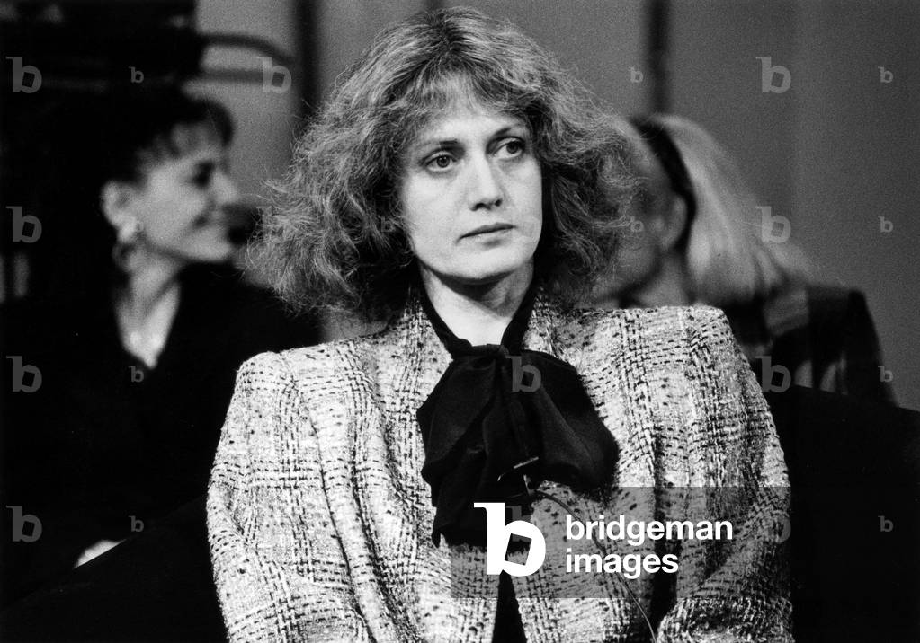 Writer Noelle Chatelet during TV Programme March 25, 1991 (b/w photo)