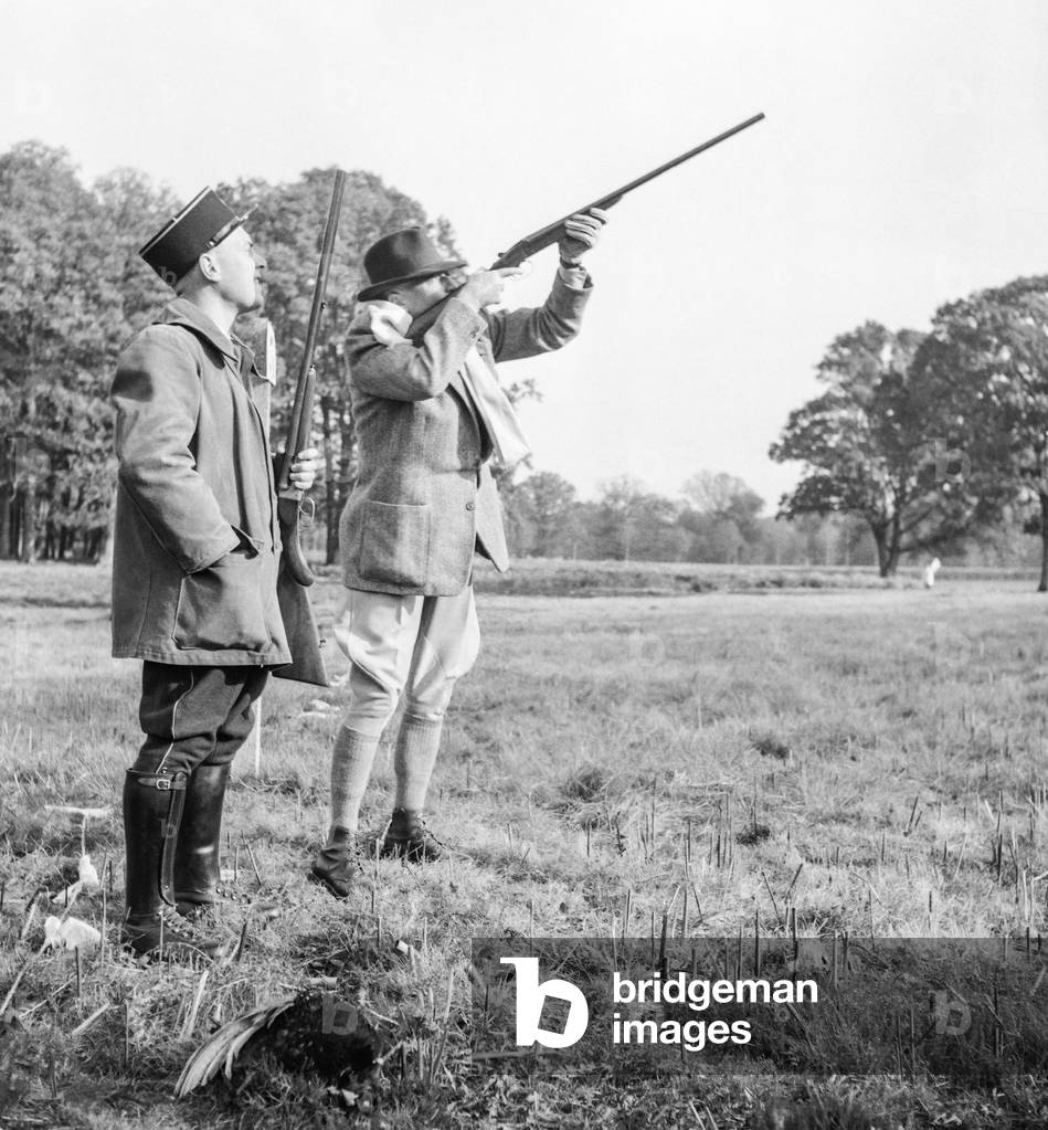 Presidential hunting in Rambouillet, France, October 26, 1950 : the French General Alphonse Juin (b/w photo)