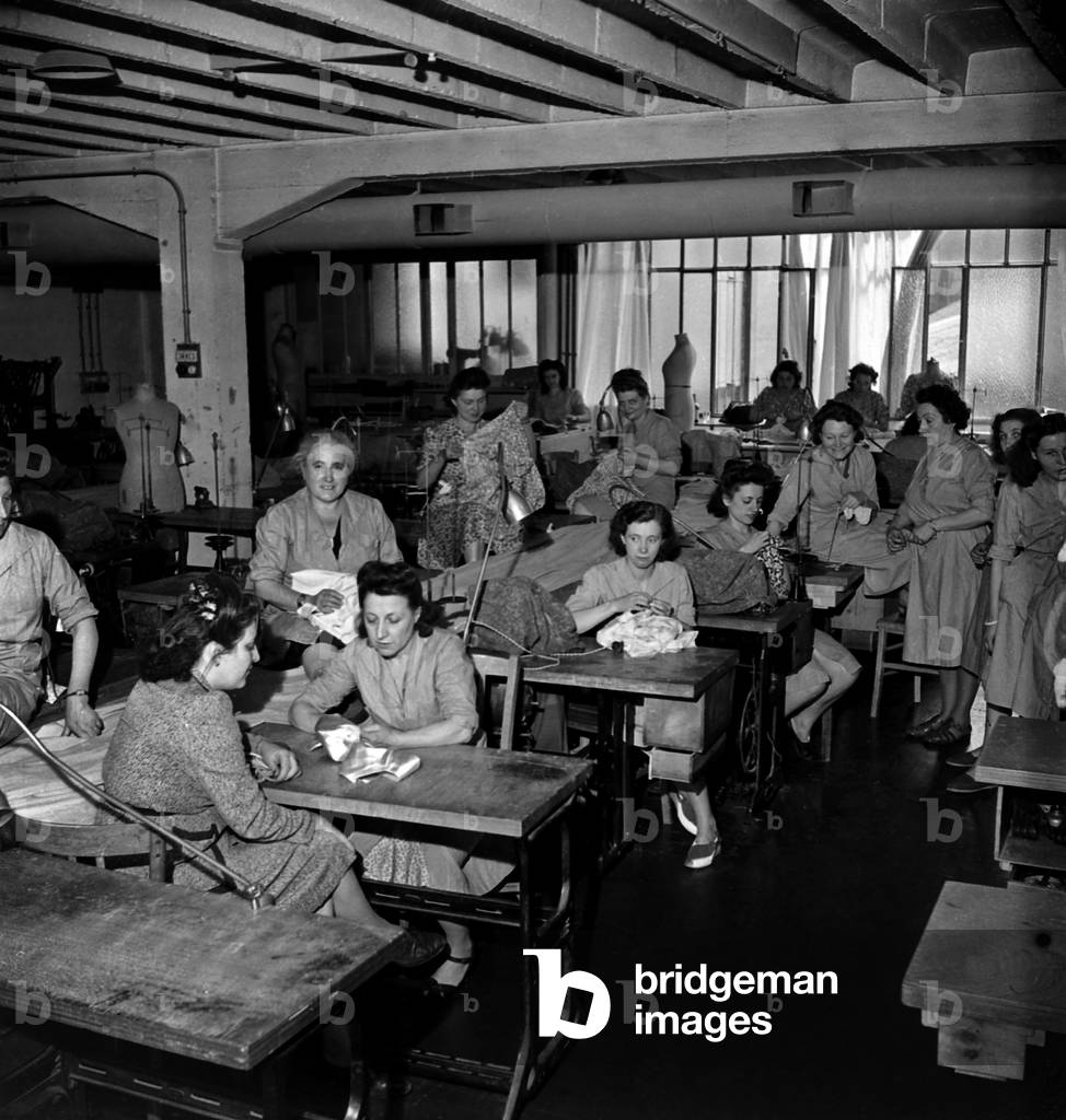 Making of Clothes With Plane Canvas, Paris, C. 1947 (b/w photo)