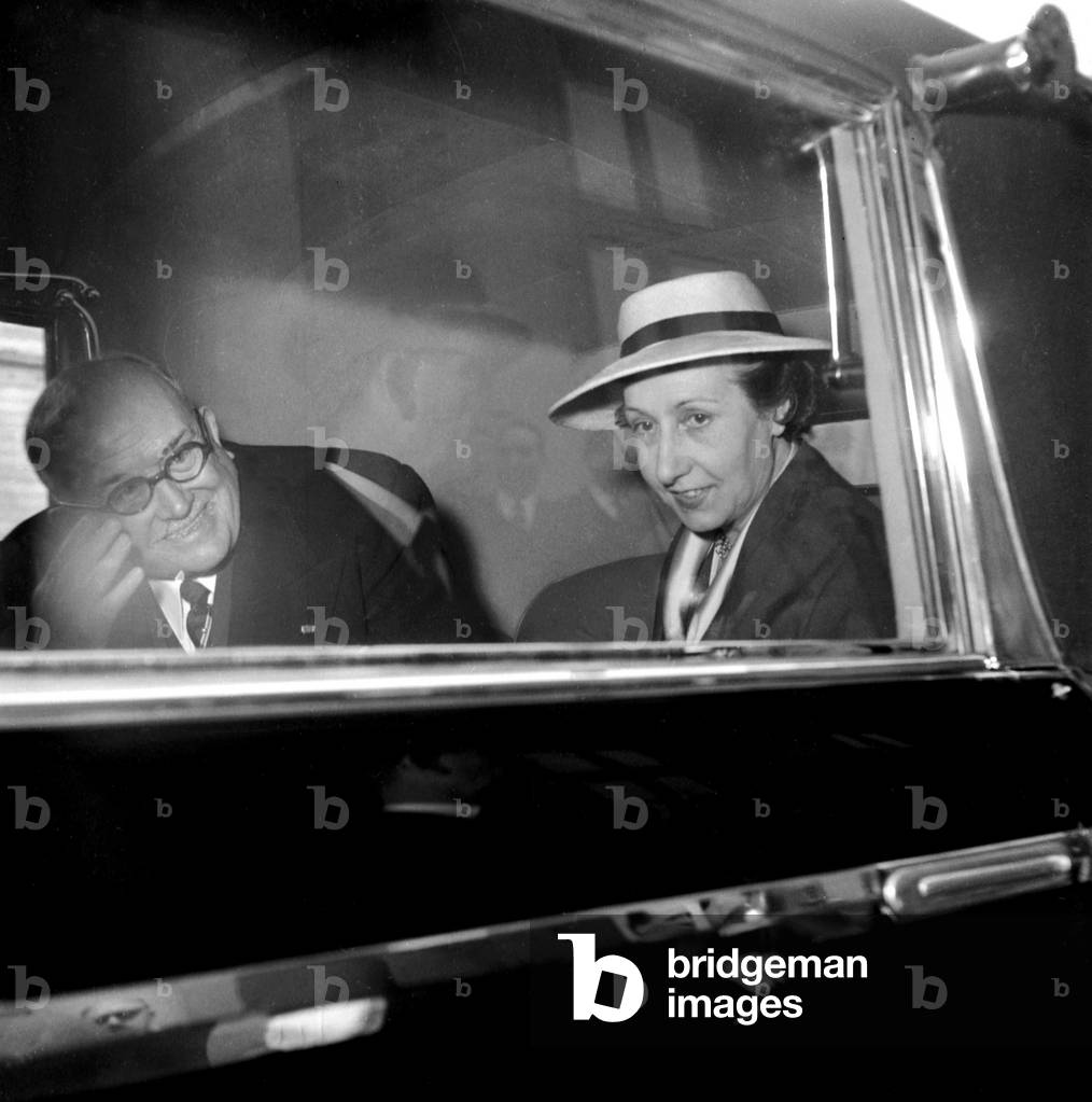 Vincent Auriol, French President, With Is Iwfe, Leaving For Usa March 20, 1951 (b/w photo)