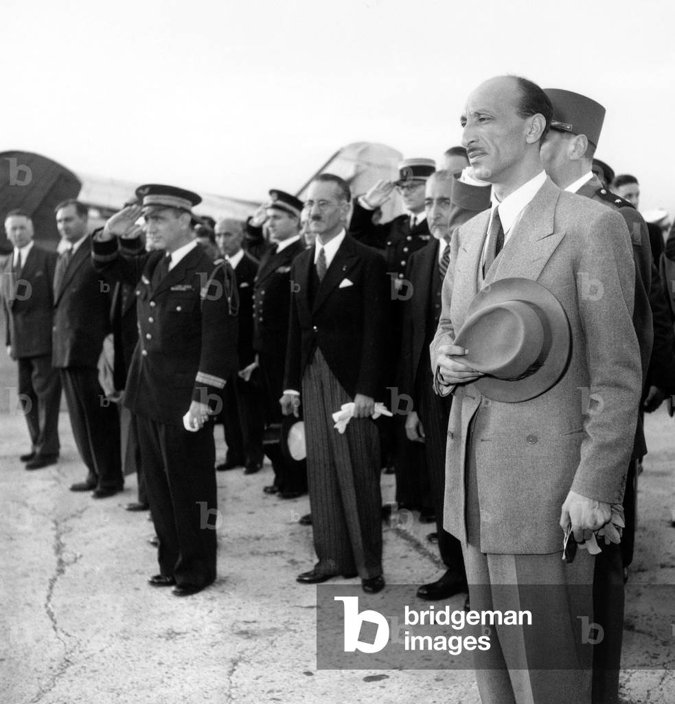 King Mohamed Zaher Shah of Afghanistan during Official Visit in Paris October 12, 1949 (b/w photo)