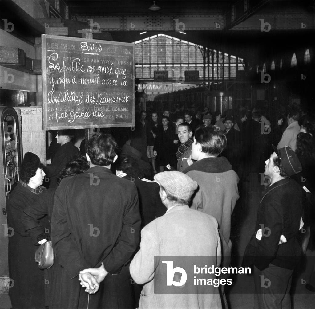 Railway Strike in France 1947 (b/w photo)