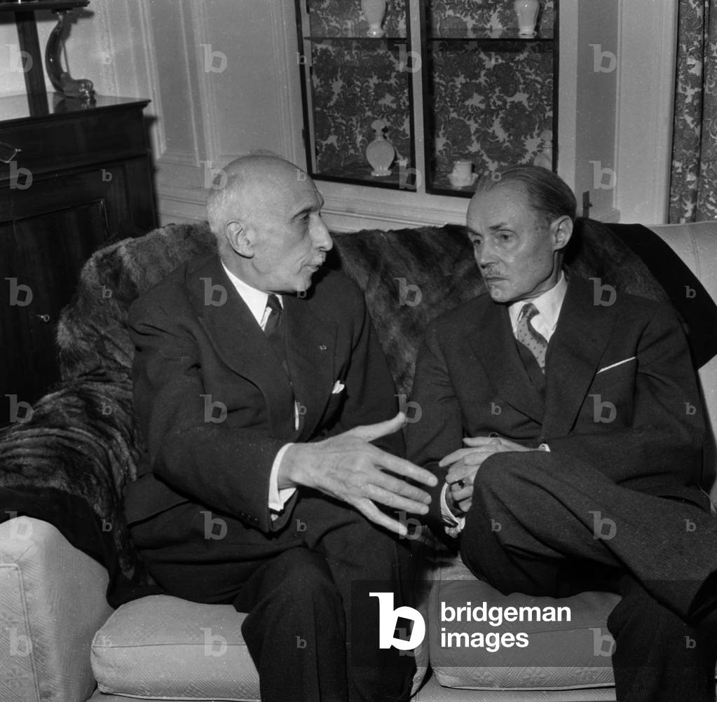 French Writers Francois Mauriac and Maurice Genevoix, May 21, 1959 (b/w photo)