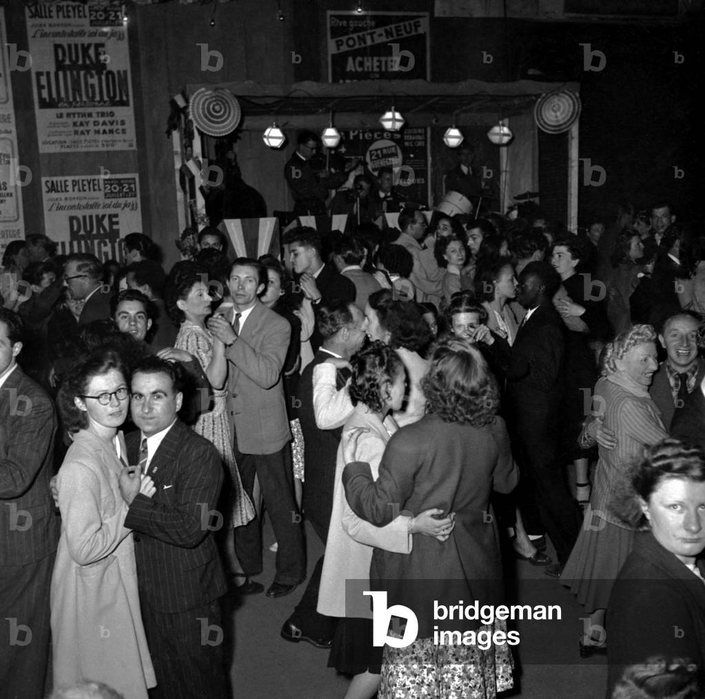 Dance Open To The Public, Paris, July 14, 1948 (Bastilleday) (b/w photo)