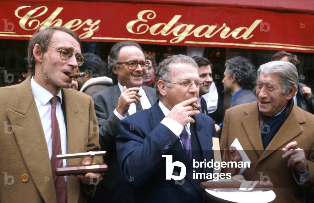 French Minister of Finances Michel Charasse Receives Chocolate Cigar From Journalists Club in Paris January 31, 1989 (photo)