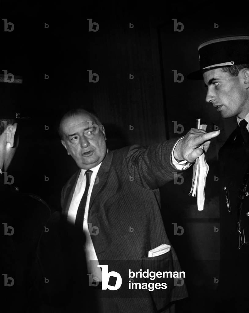 French Political Journalist Frederic Pottecher (1905-2001) during The Ben Barka Trial in Paris September 21, 1966 (b/w photo)