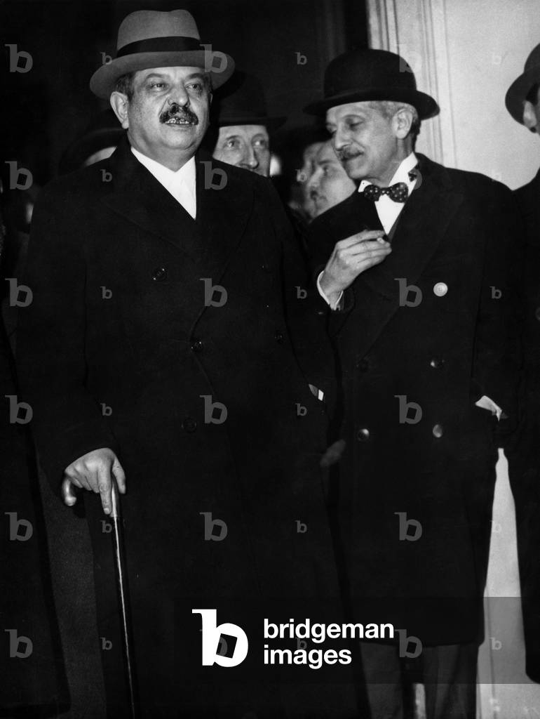 Pierre Laval and Francois Pietri Arriving at Station in Paris (Before Ww2 C. 1935-1936) (b/w photo)