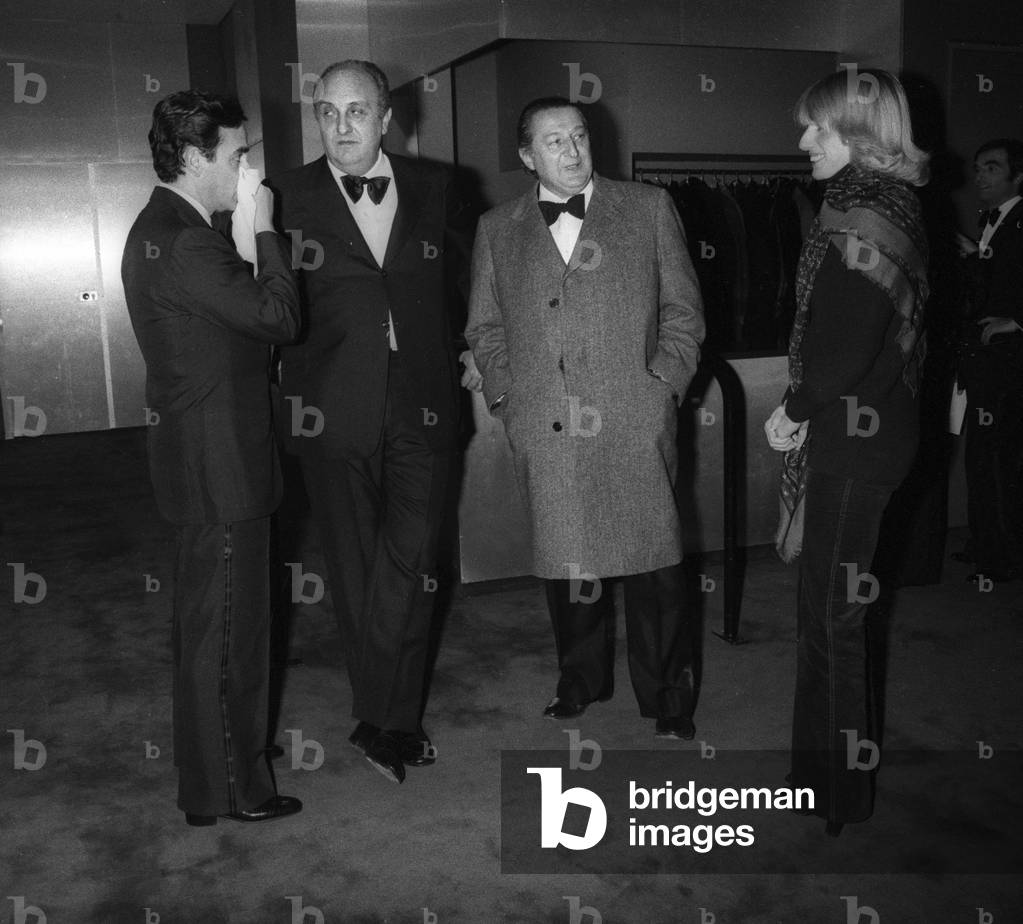 Bernard Pivot, Pierre Tchernia, Marcel Jullian, Monique Pivot, 1977 (b/w photo)